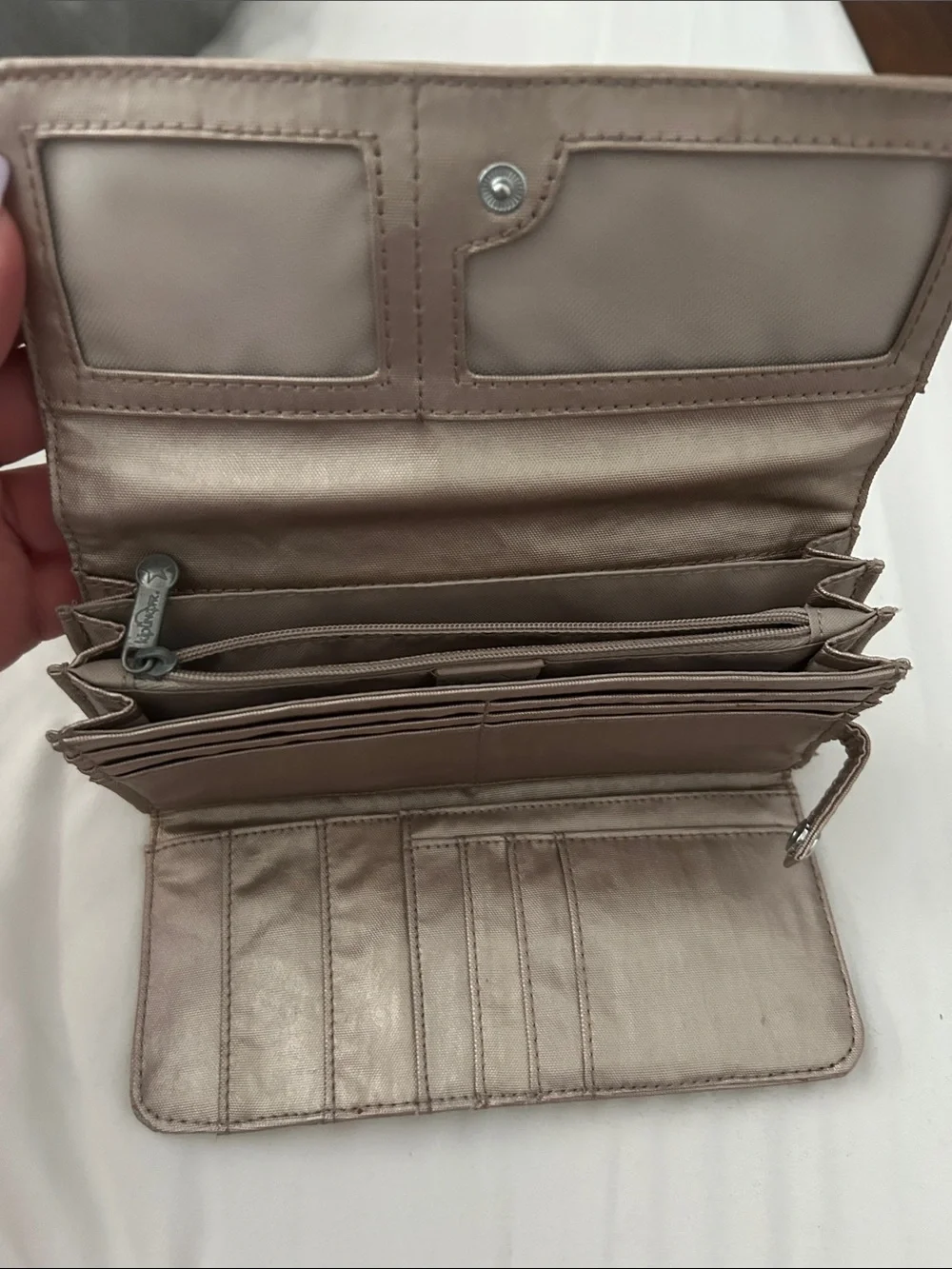 Kipling Metallic Rose-Gold Fold Wallet